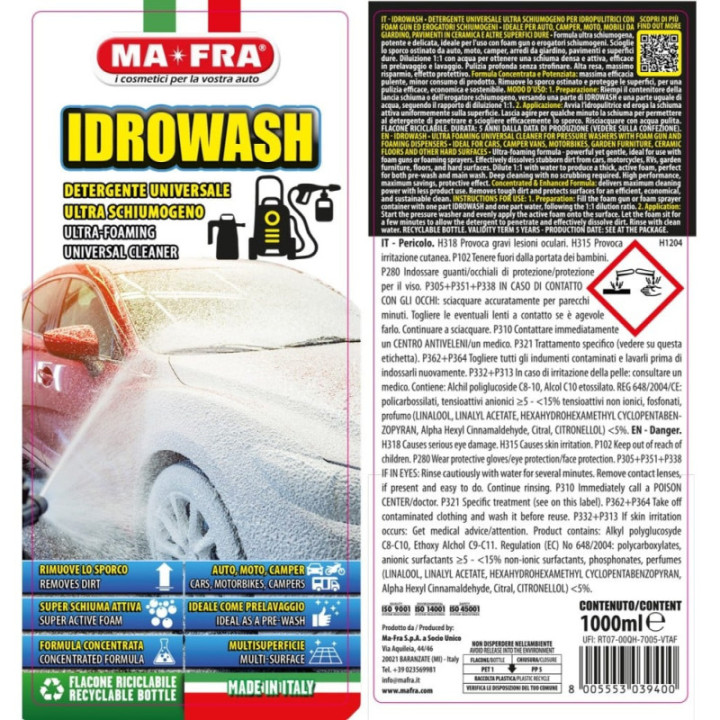 Mafra Idrowash detergente schiumogeno per idropulitrice