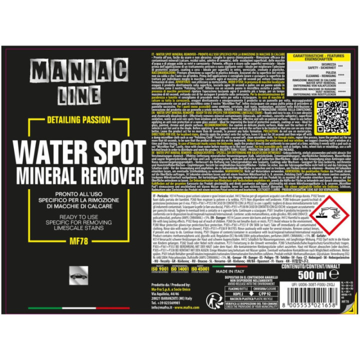 Mafra Water Spot Mineral Remover 500 ml anticalcare auto