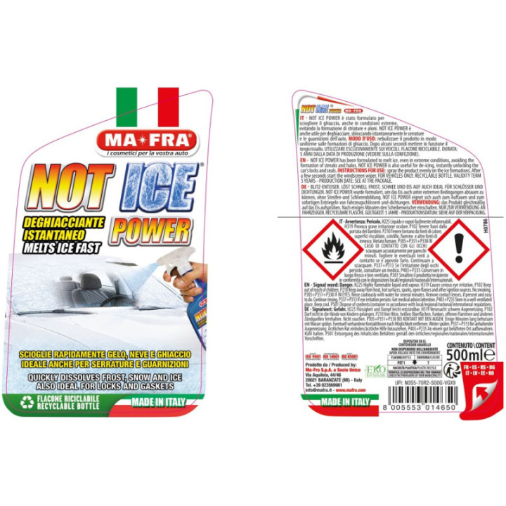 Mafra Not Ice Power 500 ml sghiacciante parabrezza