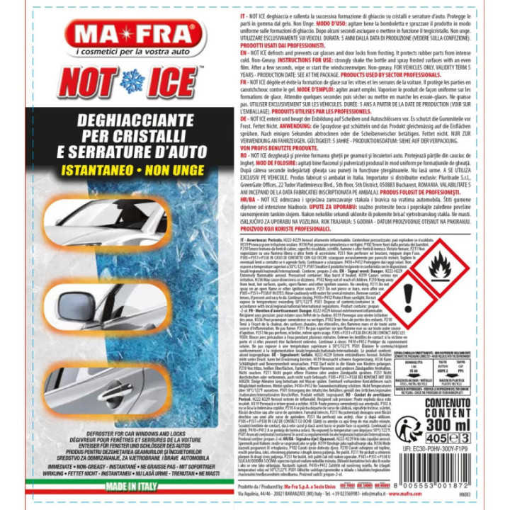 Mafra Not Ice Spray 300 ml sghiacciante vetri e serrature