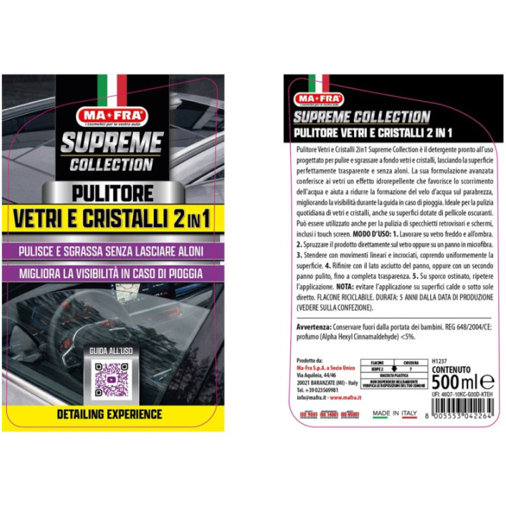 Mafra Pulitore vetri e cristalli 2 in 1 Supreme Collection 500 ml