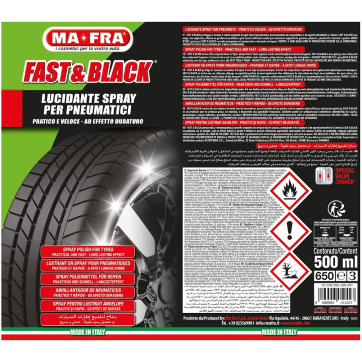 Mafra Fast & Black rinnova nero gomme spray 500 ml