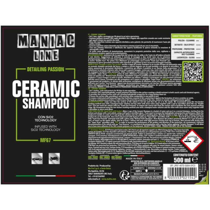 Mafra Ceramic Shampoo 3 in 1 Maniac Line 500 ml