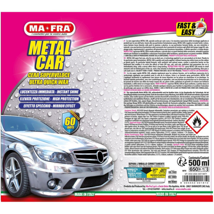 Mafra Metal Car cera spray per auto metallizzate 500 ml