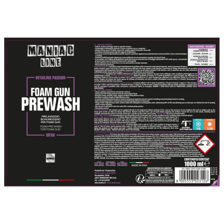 Mafra Foam Gun Prewash prelavaggio schiumogeno Maniac Line 1 L