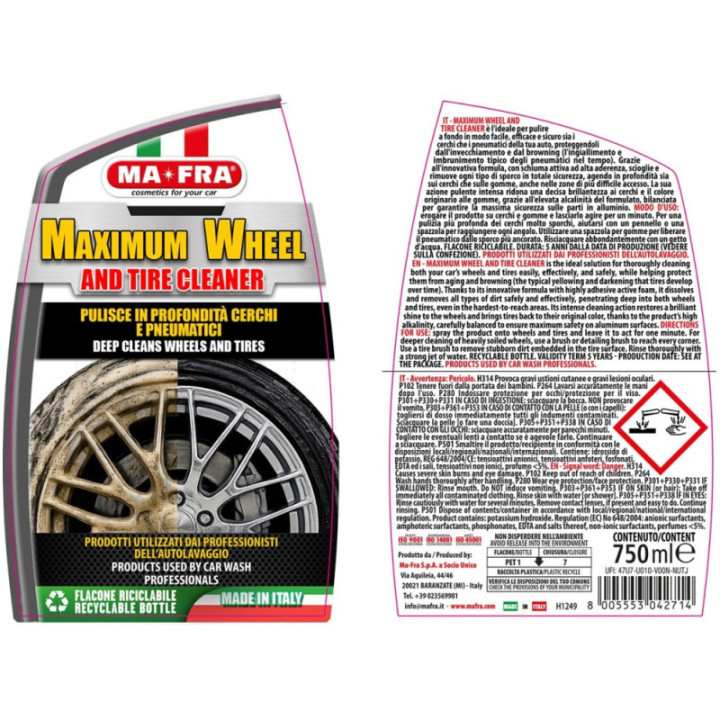 Mafra Maximum Wheel & Tyre Cleaner pulitore cerchi e gomme 750 ml