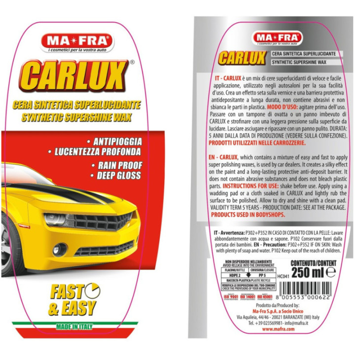 Mafra Carlux cera protettiva effetto seta 250 ml